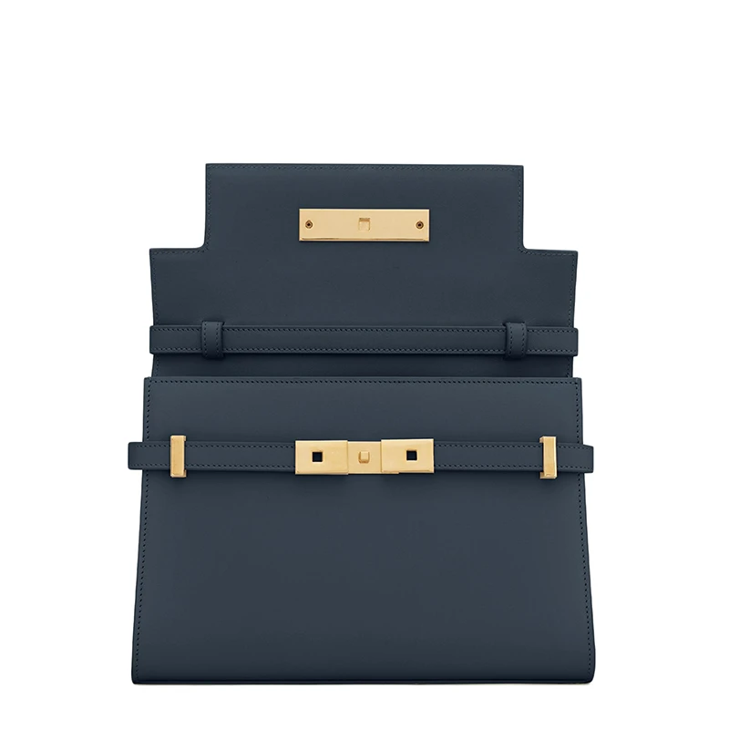 SAINT LAURENT PARIS/圣罗兰 YSL 22新款MANHATTAN系列 女士小号湛蓝色牛皮革翻盖单肩手提包6756260SX0W4227 商品