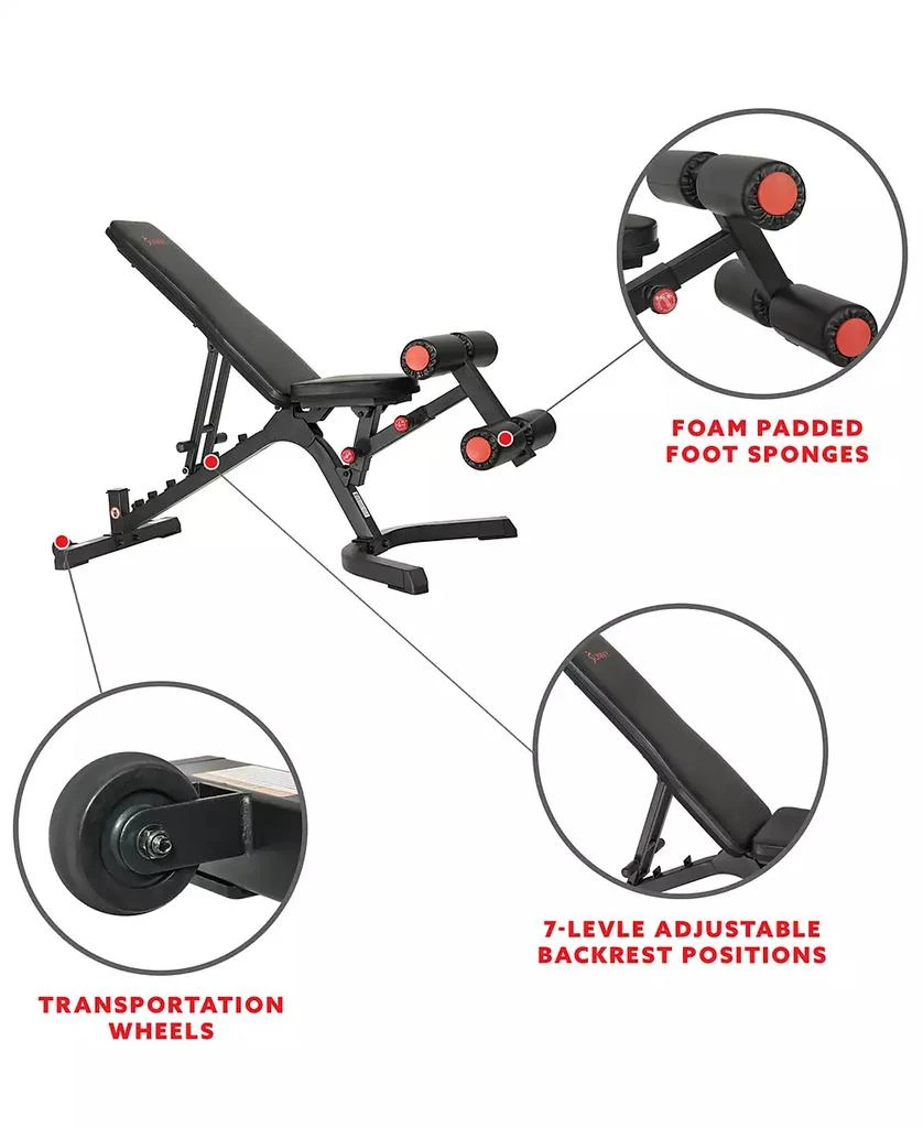 商品Sunny Health & Fitness|Fully Adjustable Power Zone Utility Heavy Duty Weight Bench with 500 lb Max Weight – SF-BH6920, Black,价格¥2009,第5张图片详细描述