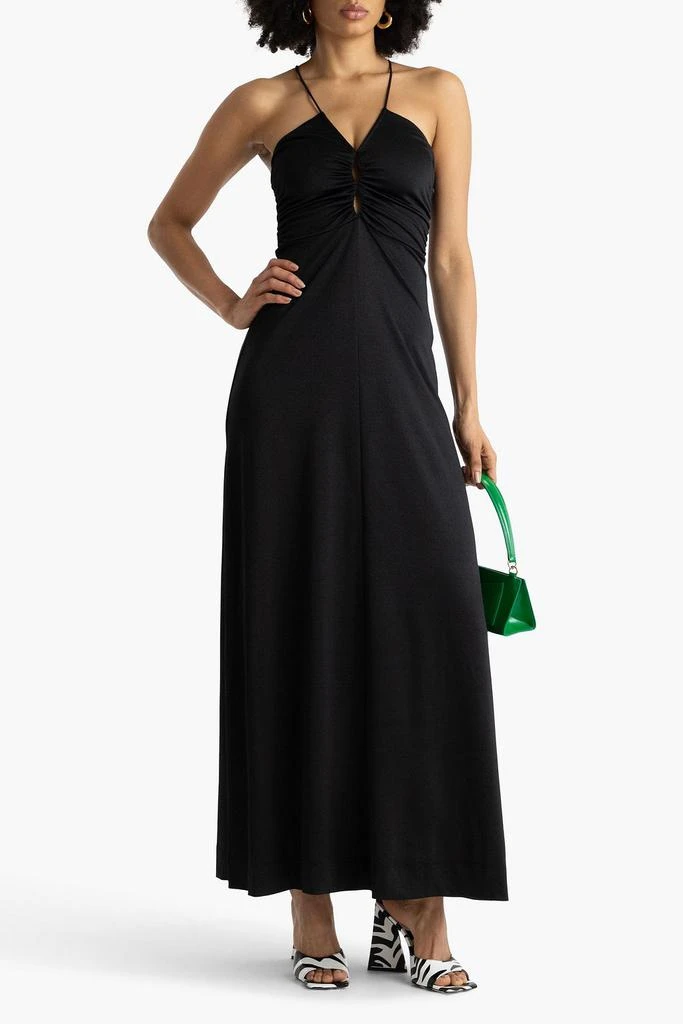 商品Ganni|Ruched cutout crepe maxi dress,价格¥767,第2张图片详细描述