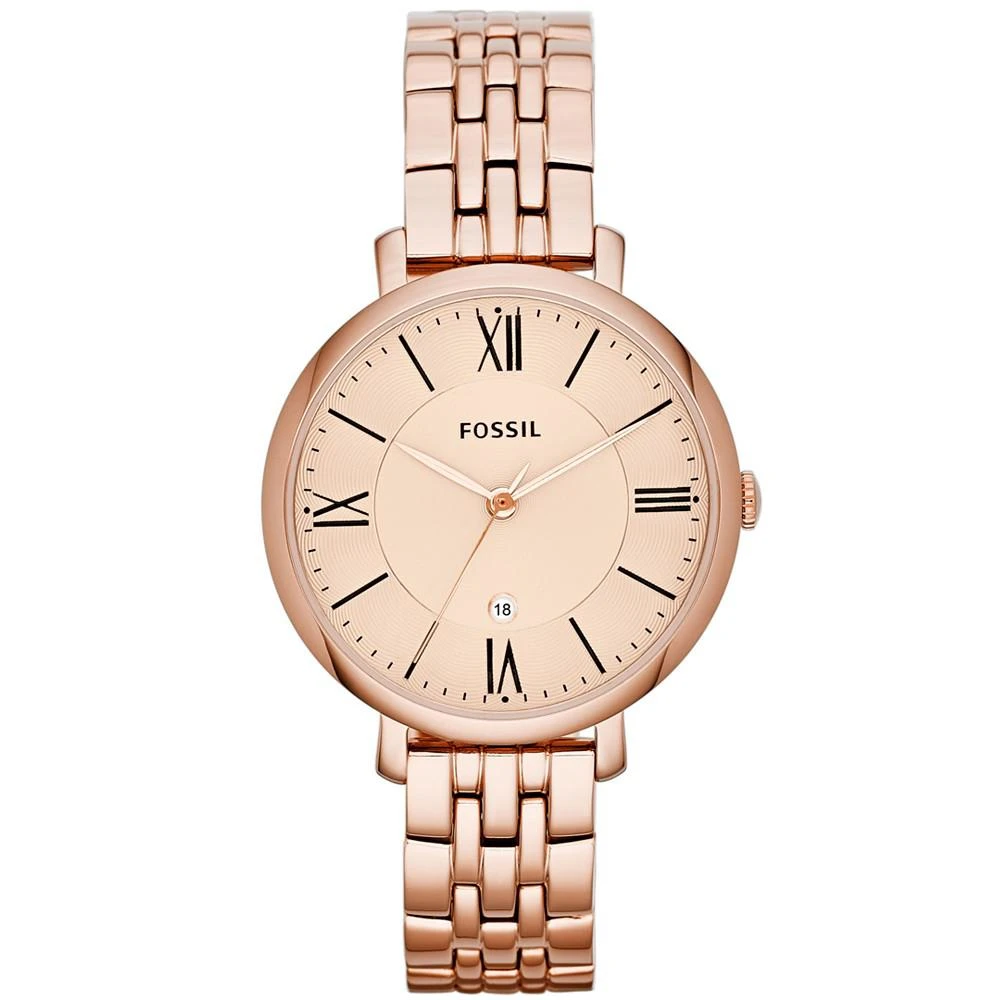 商品Fossil|Women's Jacqueline Rose Gold-Tone Stainless Steel Bracelet Watch 36mm ES3435,价格¥1039,第1张图片