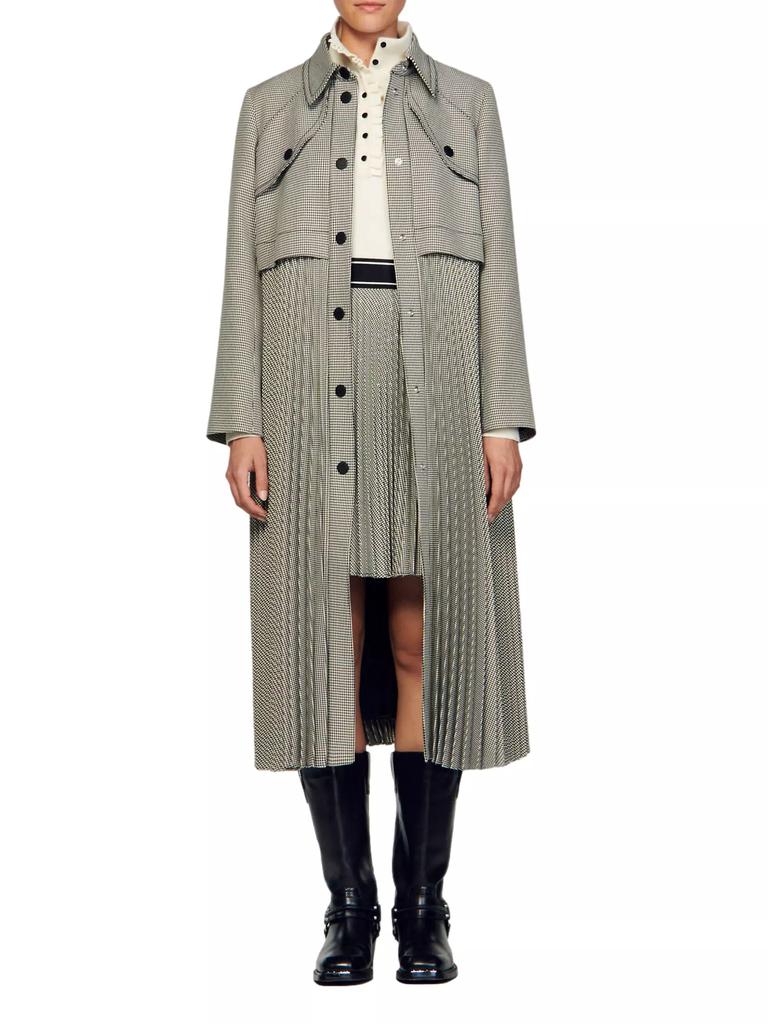 Sandro Houndstooth Trench Coat - Coats - Compare Prices from