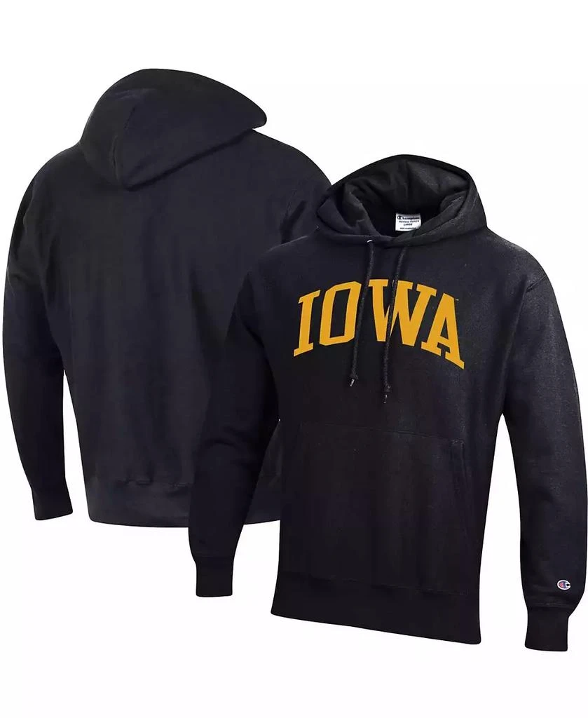 商品CHAMPION|Men's Black Iowa Hawkeyes Team Arch Reverse Weave Pullover Hoodie,价格¥472,第1张图片