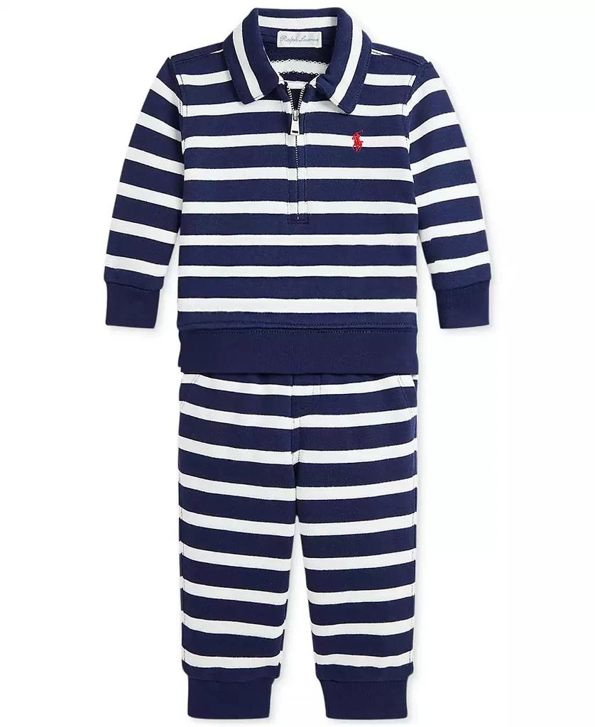 商品Ralph Lauren|Baby Boys French Terry Striped Shirt & Pants Set,价格¥537,第1张图片