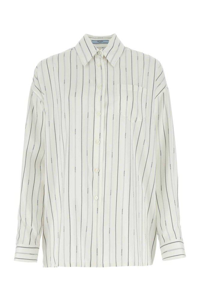 Prada Striped Print Long-Sleeved Shirt商品第1张图片规格展示