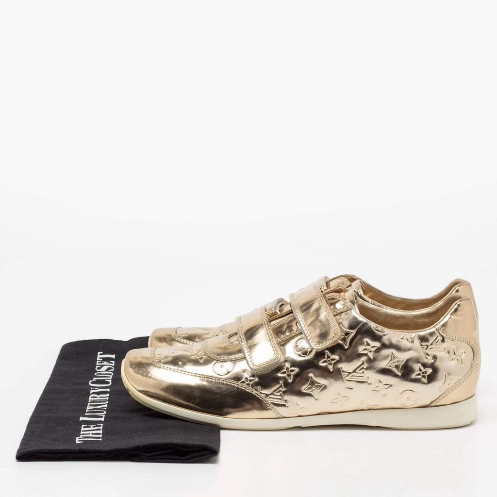 Louis Vuitton Metallic Gold Monogram Embossed Leather Velcro Strap Sneakers Size 40.5 商品