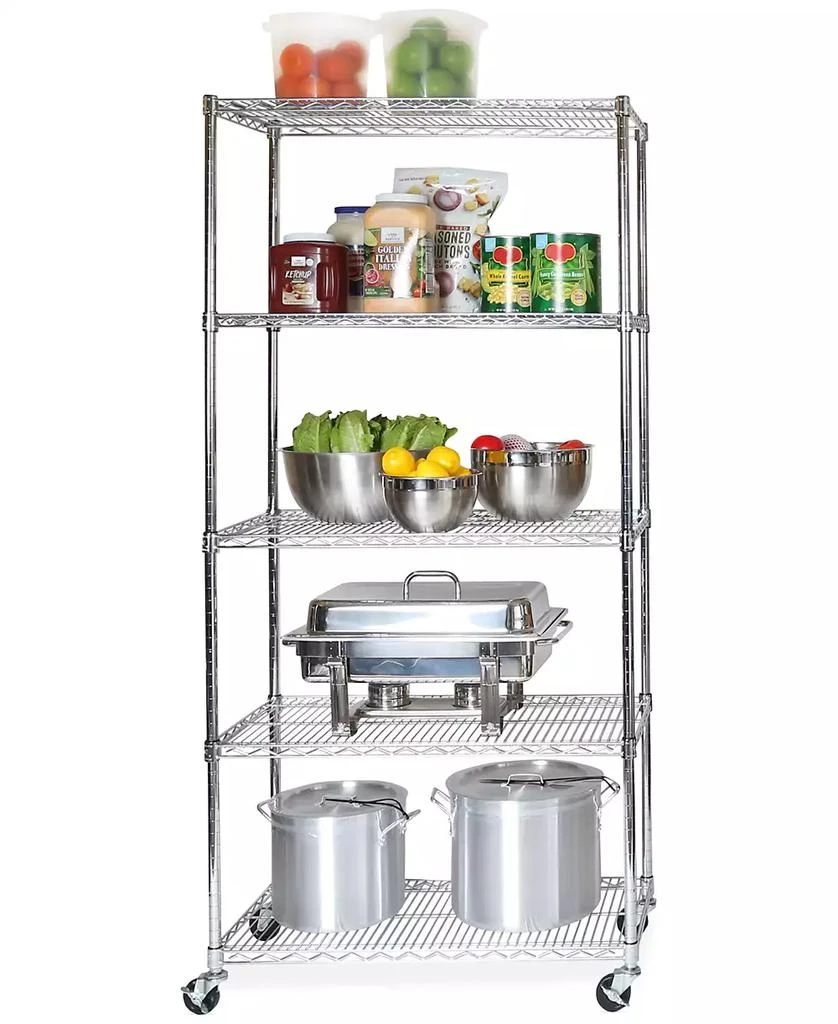 商品Seville Classics|Commercial-Grade 5-Tier NSF-Certified Steel Wire Wheeled Shelving,价格¥1290,第1张图片