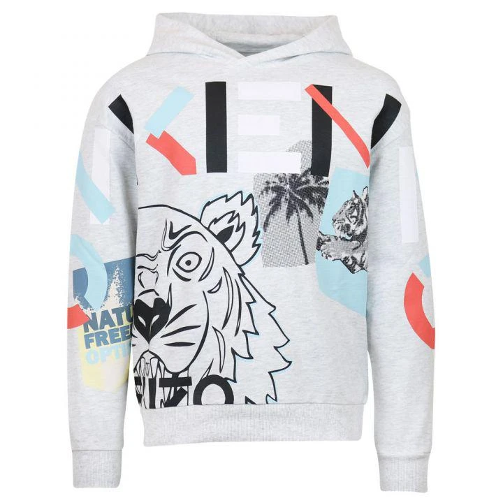 商品Kenzo|Multi Iconic Logo Grey Hoodie,价格¥472,第1张图片