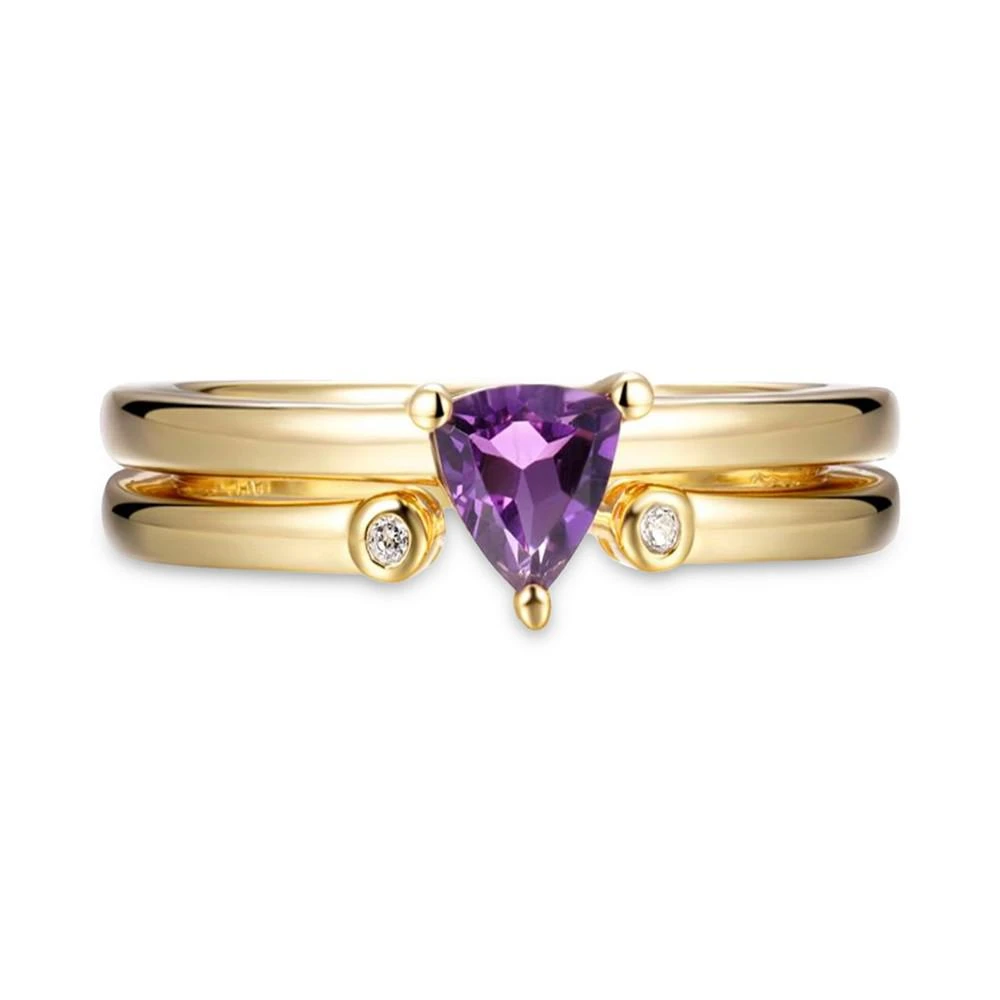商品Macy's|2-Pc Set Gemstone Trillion Ring & White Topaz Accent Cuff Ring in 14k Gold-Plated Sterling Silver (Also in Sterling Silver),价格¥1779,第1张图片