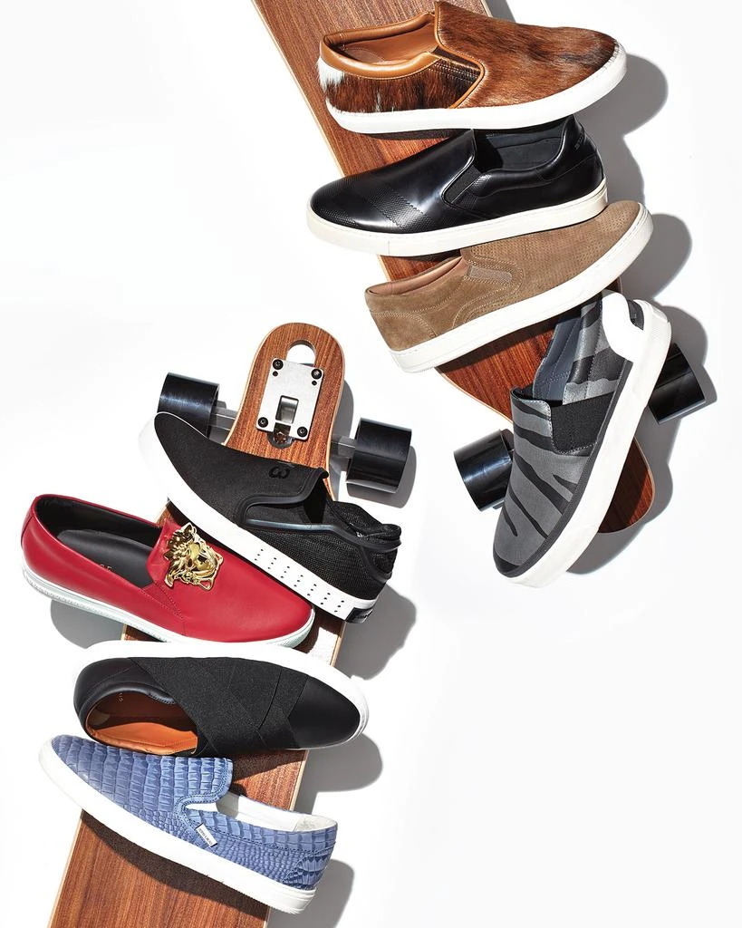 商品Burberry|Copford Check-Embossed Leather Sneaker, Black,价格¥1566,第4张图片详细描述