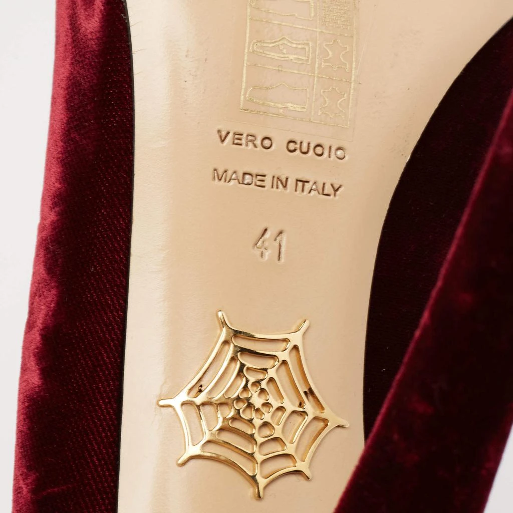 Charlotte Olympia Burgundy Velvet Dolly Platform Pumps Size 41 商品