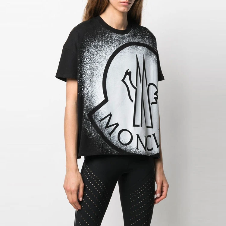 商品[国内直发] Moncler|盟可睐 SS21 渐变色徽标圆领短袖T恤 女款 黑色,价格¥1454,第5张图片详细描述
