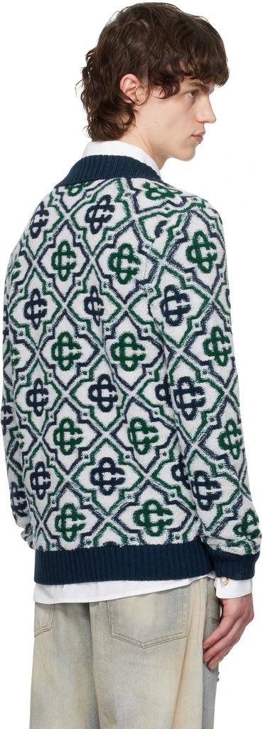 商品Casablanca|绿色 & 海军蓝 Monogram Knit Zip 毛衣,价格¥4455,第3张图片详细描述