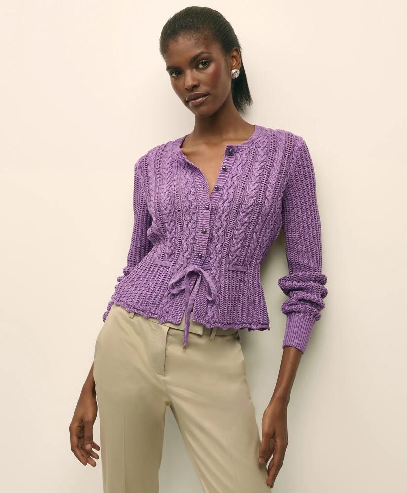 Mercerized Cotton Crochet Peplum Cardigan – On Sale Now with Up to