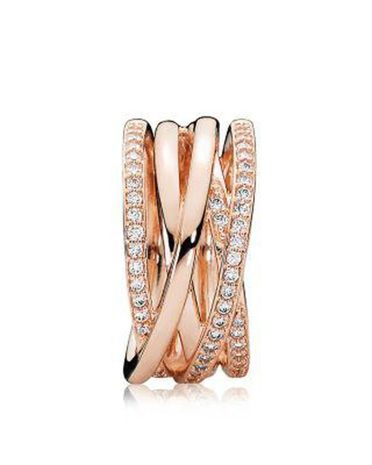商品PANDORA|14K Gold, Sterling Silver & Cubic Zirconia Entwined Ring,价格¥1271,第2张图片详细描述