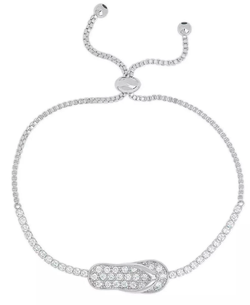 商品Macy's|Women's Fine Silver Plated Cubic Zirconia Flip Flop Bracelet,价格¥94,第1张图片