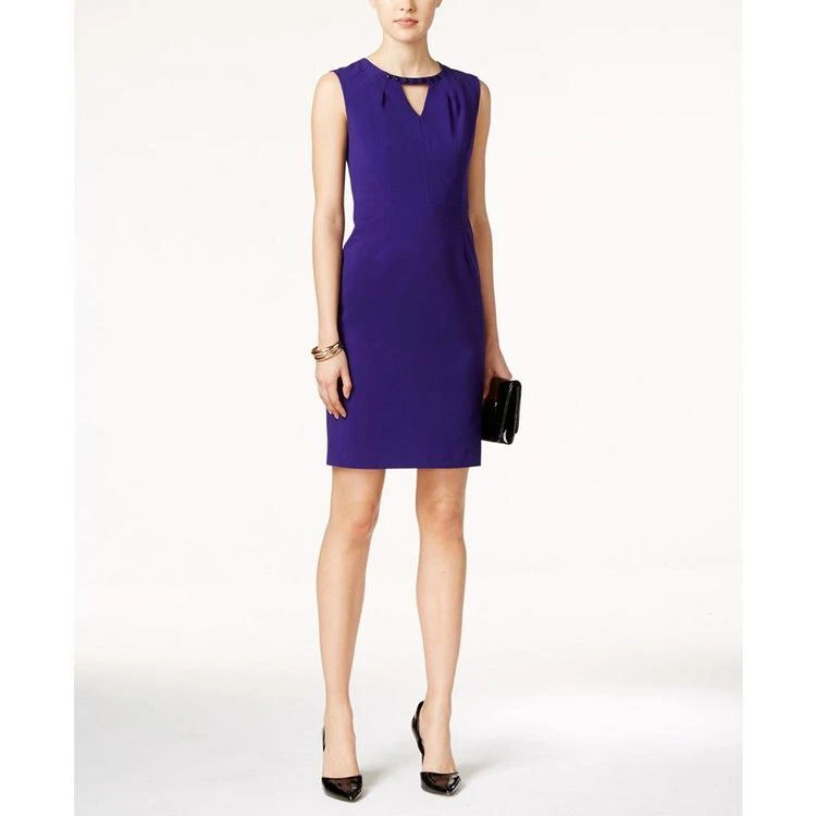 商品Nine West|Beaded-Trim Keyhole Sheath Dress,价格¥412,第2张图片详细描述