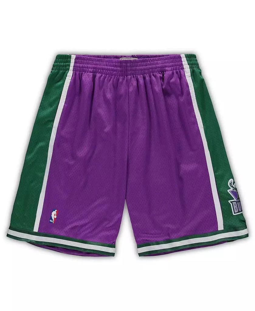 商品Mitchell & Ness|Men's Purple Milwaukee Bucks Big and Tall Hardwood Classics Team Swingman Shorts,价格¥510,第2张图片详细描述