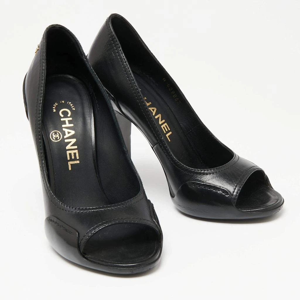 商品[二手商品] Chanel|Chanel Black Leather CC Open Toe Pumps Size 36,价格¥2266,第4张图片详细描述