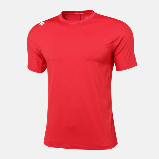 【享贝家】DESCENTE 迪桑特 圆领运动短袖T恤 侧肩小标 红色 SN123TTS11（现采购商品，下单后12天内发货）商品第1张图片规格展示