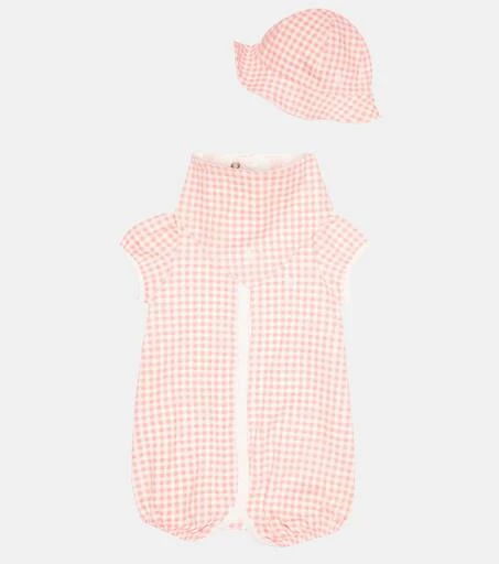 商品Ralph Lauren|Baby gingham cotton playsuit, bib, and hat set,价格¥703,第2张图片详细描述