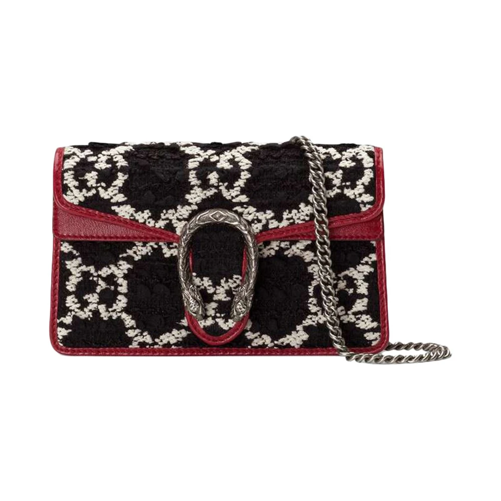 商品[国内直发] Gucci|GUCCI 古驰 女士黑色和红色迷你链条包 476432-HS8AN-1164,价格¥7972,第1张图片
