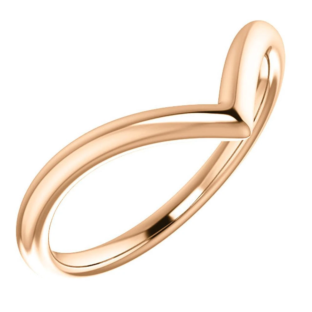 商品Pompeii3|Curved V Shape Solid Contour Guard Wedding Band in 14k White Yellow or Rose Gold,价格¥2216,第2张图片详细描述