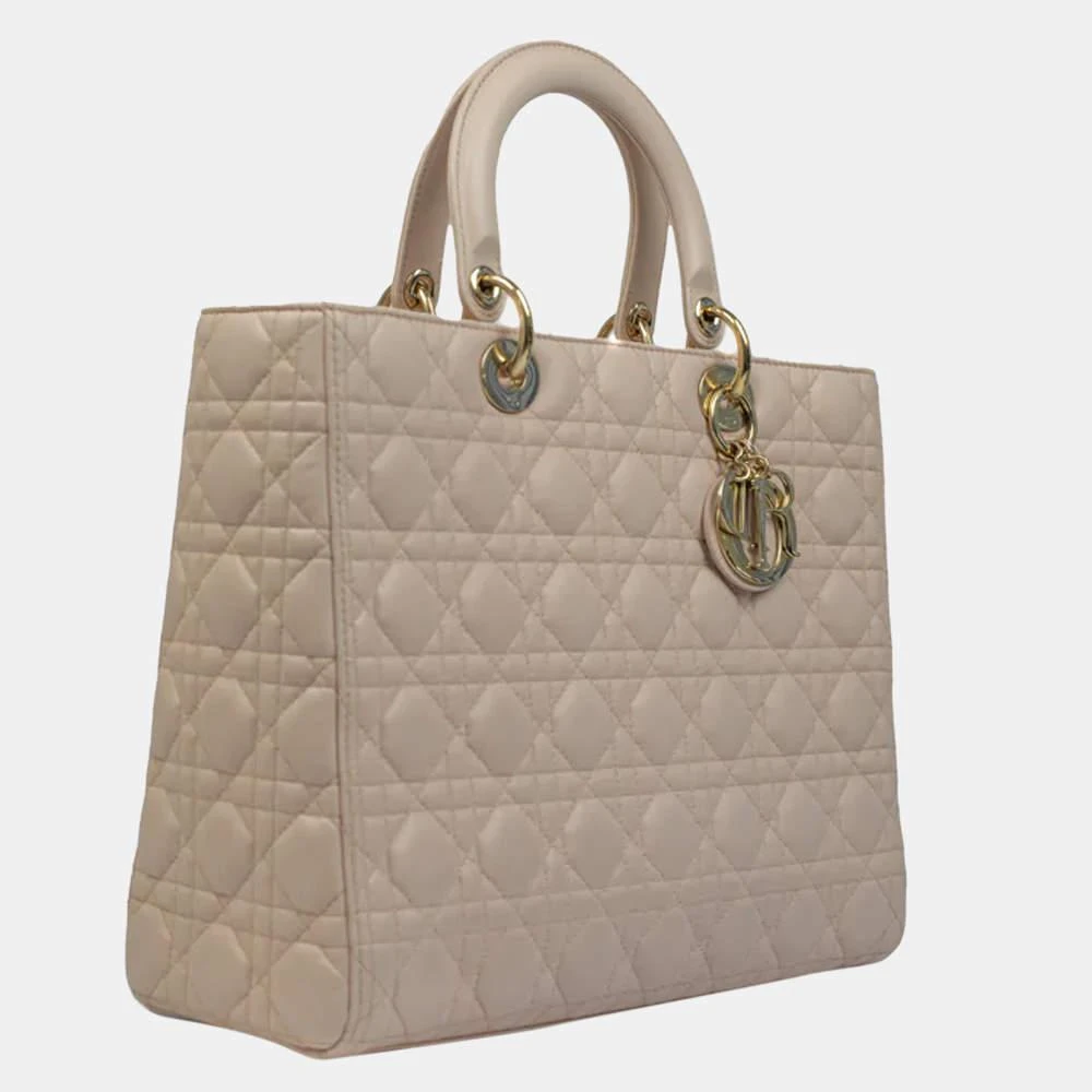 商品[二手商品] Dior|Dior Beige Leather Lady Dior Large Tote Bag ,价格¥26628,第2张图片详细描述