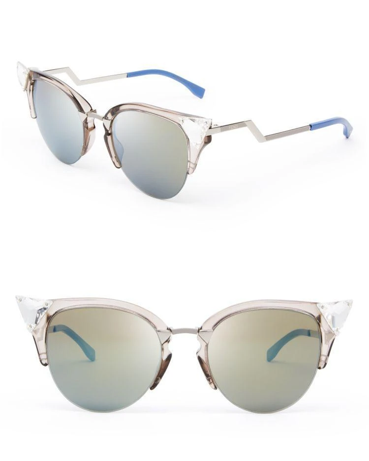商品Fendi|Women's Crystal Embellished Mirrored Cat Eye Sunglasses, 50mm,价格¥3887,第1张图片