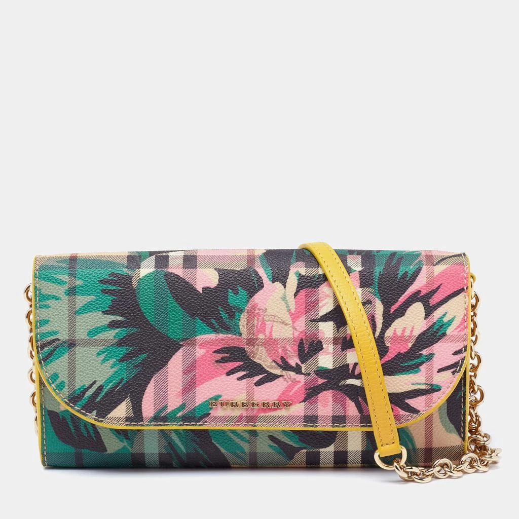 商品[二手商品] Burberry|Burberry Multicolor Haymarket Flower Check Coated Canvas and Leather Izzy Wallet on Chain,价格¥2562,第1张图片