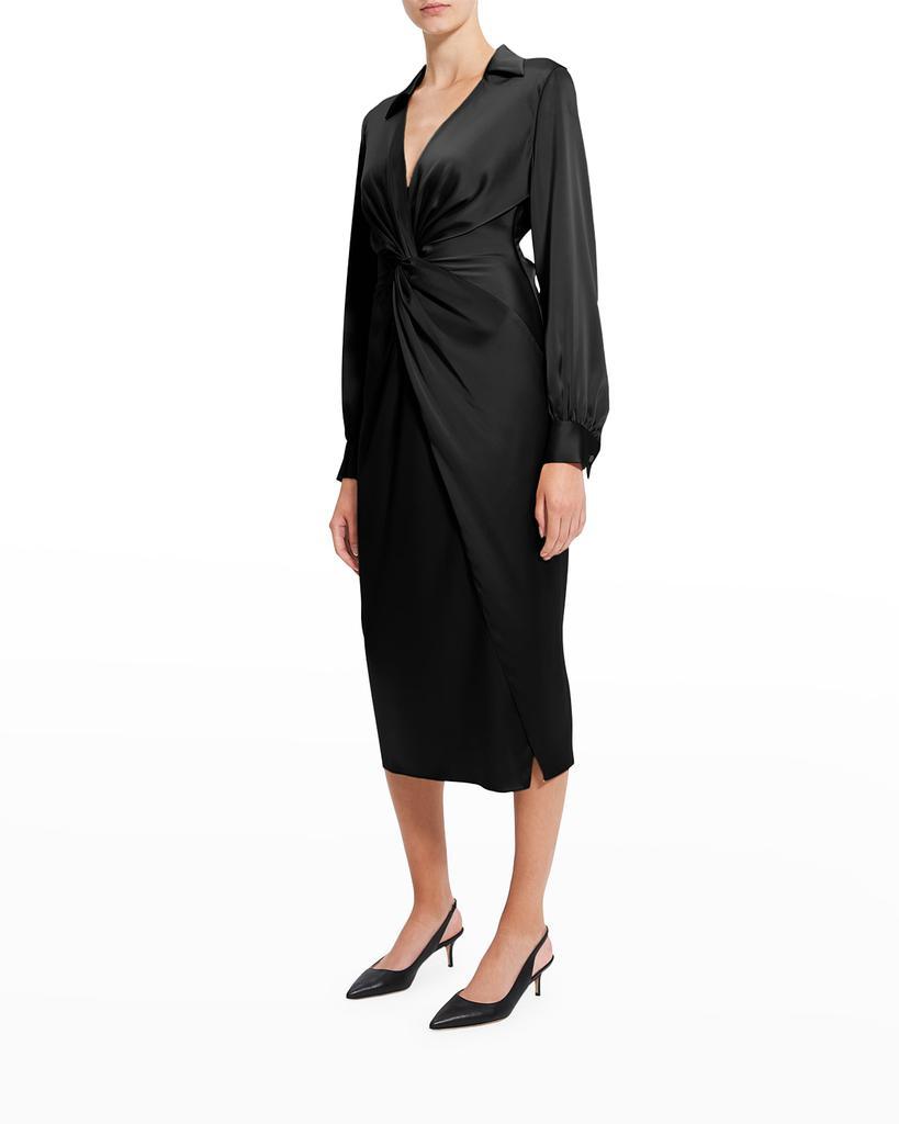 商品Theory|Twisted-Front Satin Midi Dress,价格¥1261,第5张图片详细描述
