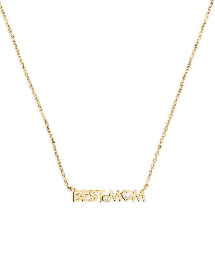 商品Kate Spade|Love You, Mom Cubic Zirconia Best Mom Pendant Necklace in Gold Tone, 17"-20",价格¥305,第1张图片