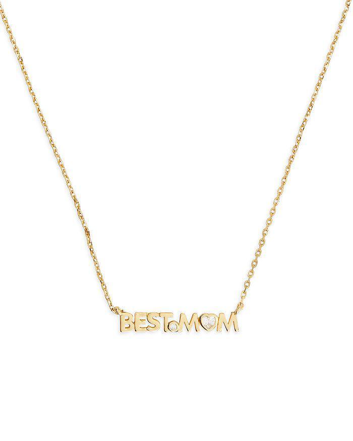 商品Kate Spade|Love You, Mom Cubic Zirconia Best Mom Pendant Necklace in Gold Tone, 17"-20",价格¥291,第3张图片详细描述