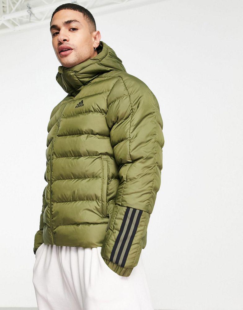 adidas Outdoor hooded puffer jacket in khaki商品第4张图片规格展示