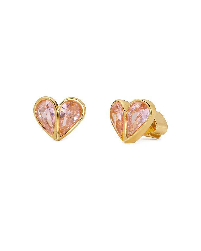 商品Kate Spade|Rock Solid Crystal Heart Stud Earrings in Gold Tone,价格¥130,第1张图片