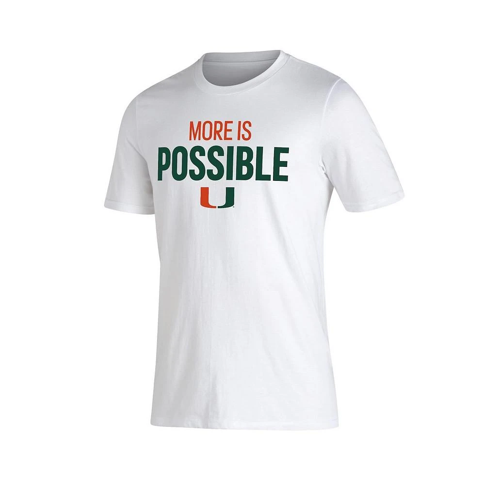 商品Adidas|Men's White Miami Hurricanes More Is Possible Amplifier T-Shirt,价格¥187,第2张图片详细描述
