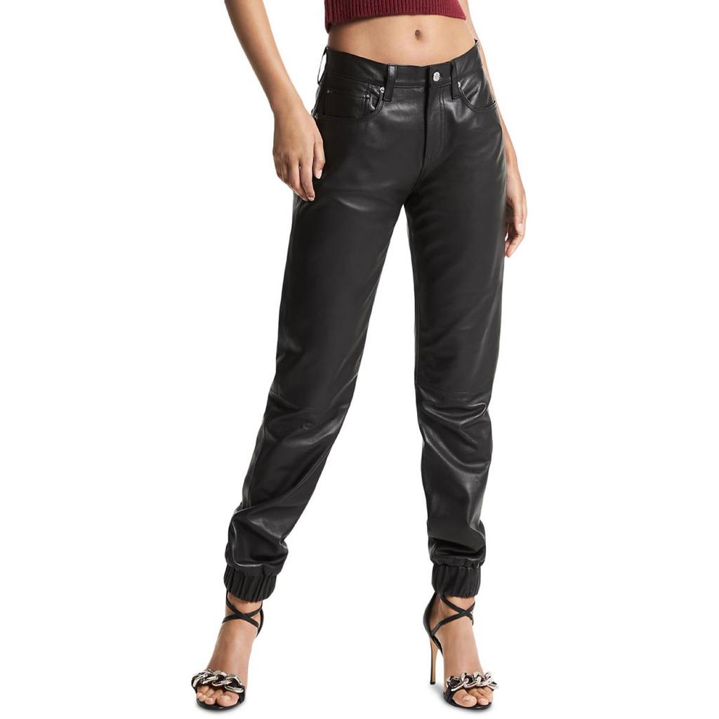 MICHAEL Michael Kors Womens Leather Ankle Jogger Pants商品第1张图片规格展示