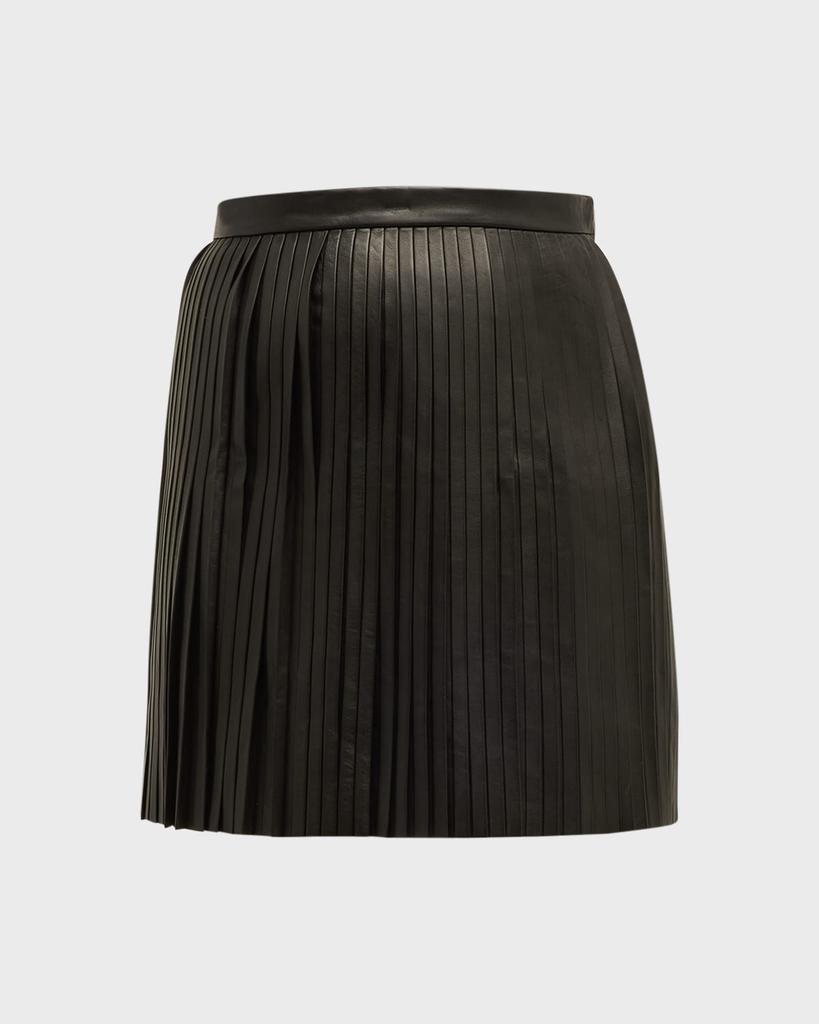 Pleated Leather Mini Skirt商品第2张图片规格展示