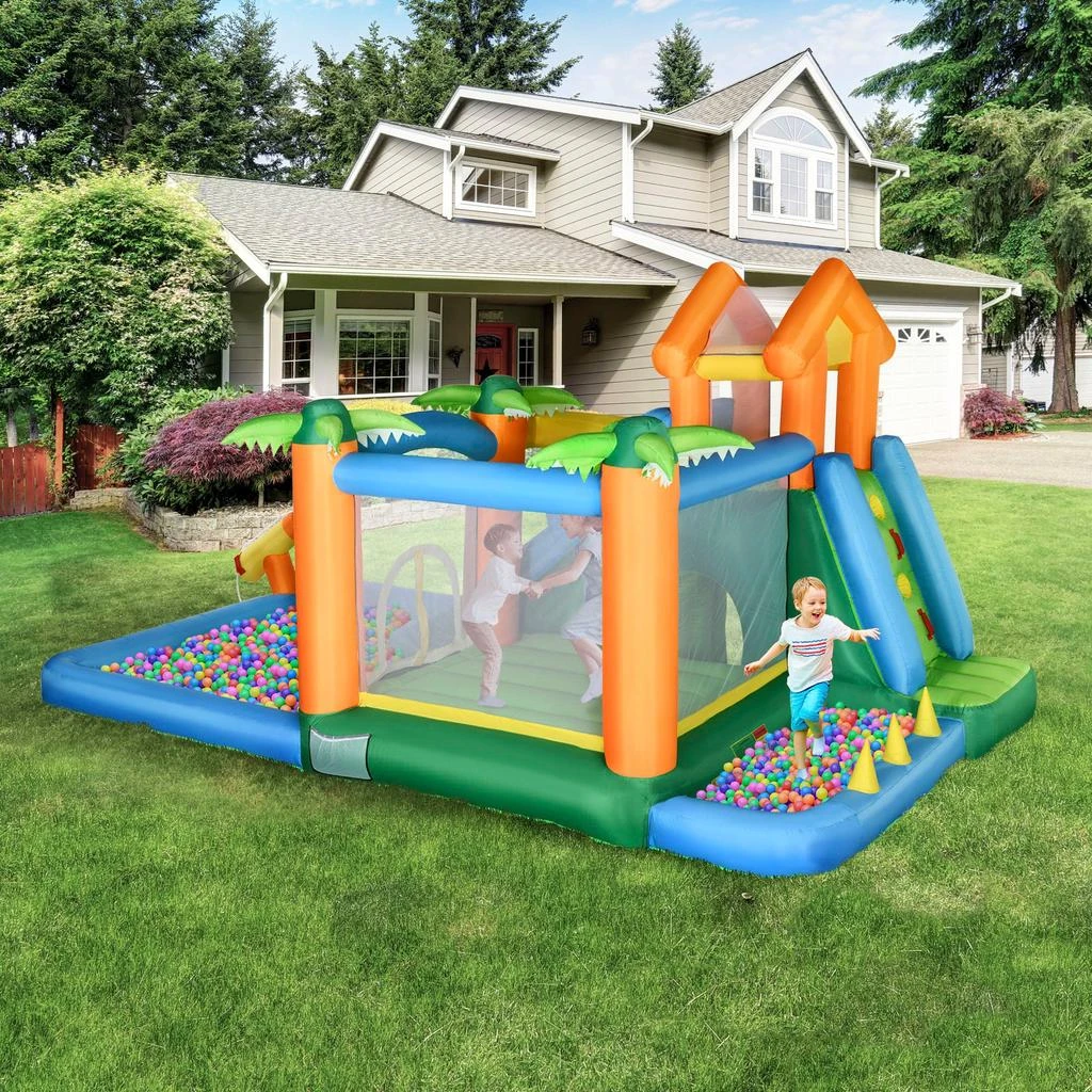 商品Streamdale Furniture|Streamdale 6-in-1 Tropical Inflatable Water Slide Summer Theme Jumping Castle Includes Floating Ball Slide Trampoline Pool Cannon Climbing Wall with Carry Bag,价格¥4695,第2张图片详细描述