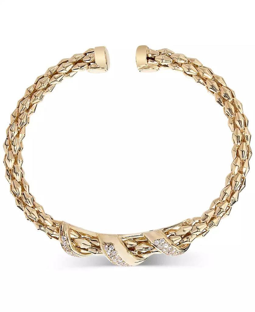 商品Macy's|Diamond Pavé Twist Pyramid Link Cuff Bracelet (5/8 ct. t.w.) in 14k Gold-Plated Sterling Silver,价格¥7379,第3张图片详细描述