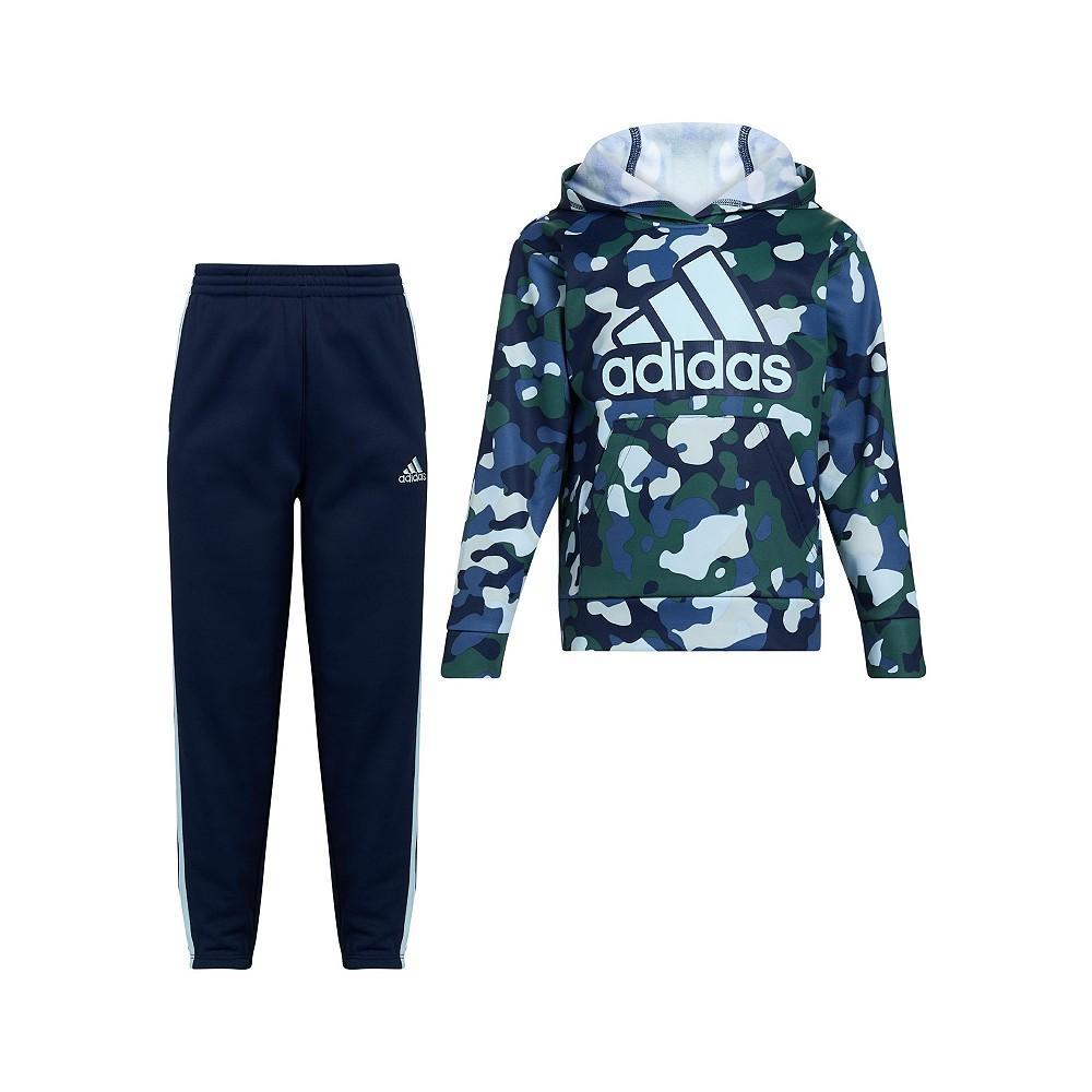商品Adidas|Toddler Boys Long Sleeves Camo Fleece Hooded Pullover and Pants, 2-Piece Set,价格¥231,第1张图片