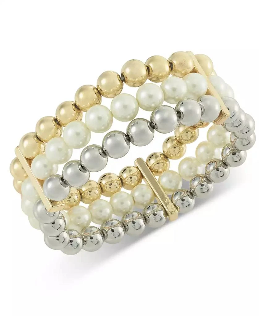 商品Charter Club|Two-Tone 3-Pc. Set Imitation Pearl Stretch Bracelets, Created for Macy's,价格¥91,第1张图片