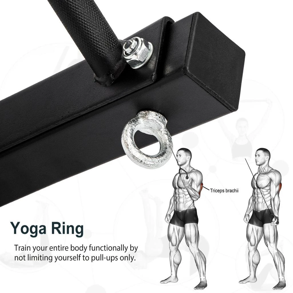 商品Simplie Fun|47" Pull Up Bar Wall Mounted Multi-Grip w/Hangers for Punching Strength Training,价格¥1538,第2张图片详细描述