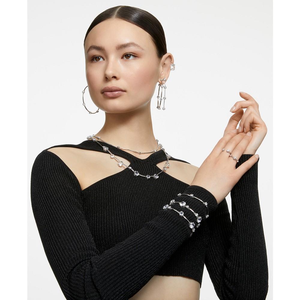 商品Swarovski|Silver-Tone Constella Crystal Two Row Bangle Bracelet,价格¥2066,第7张图片详细描述