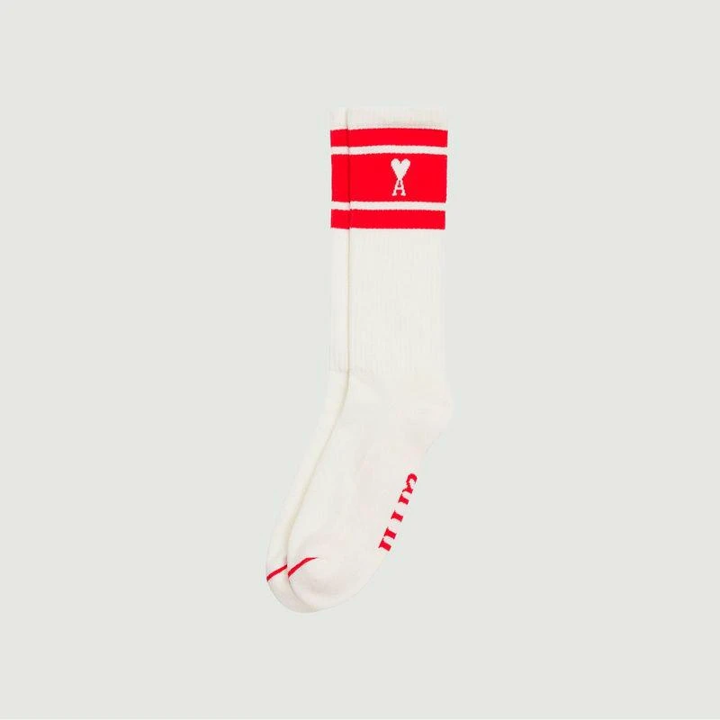 商品AMI|Ami de Coeur striped socks scarlet red AMI PARIS,价格¥261,第1张图片