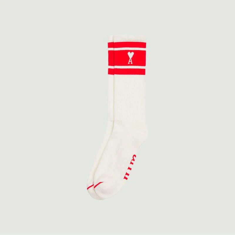 商品AMI|Ami de Coeur striped socks scarlet red AMI PARIS,价格¥262,第1张图片