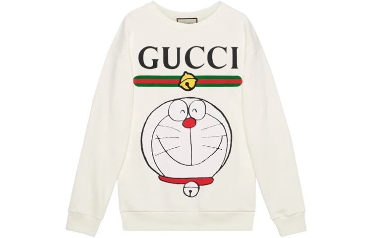 商品[国内直发] Gucci|古驰 x Doraemon 联名款 机器猫Logo字母印花圆领长袖套头卫衣 女款 象牙白,价格¥6609,第1张图片