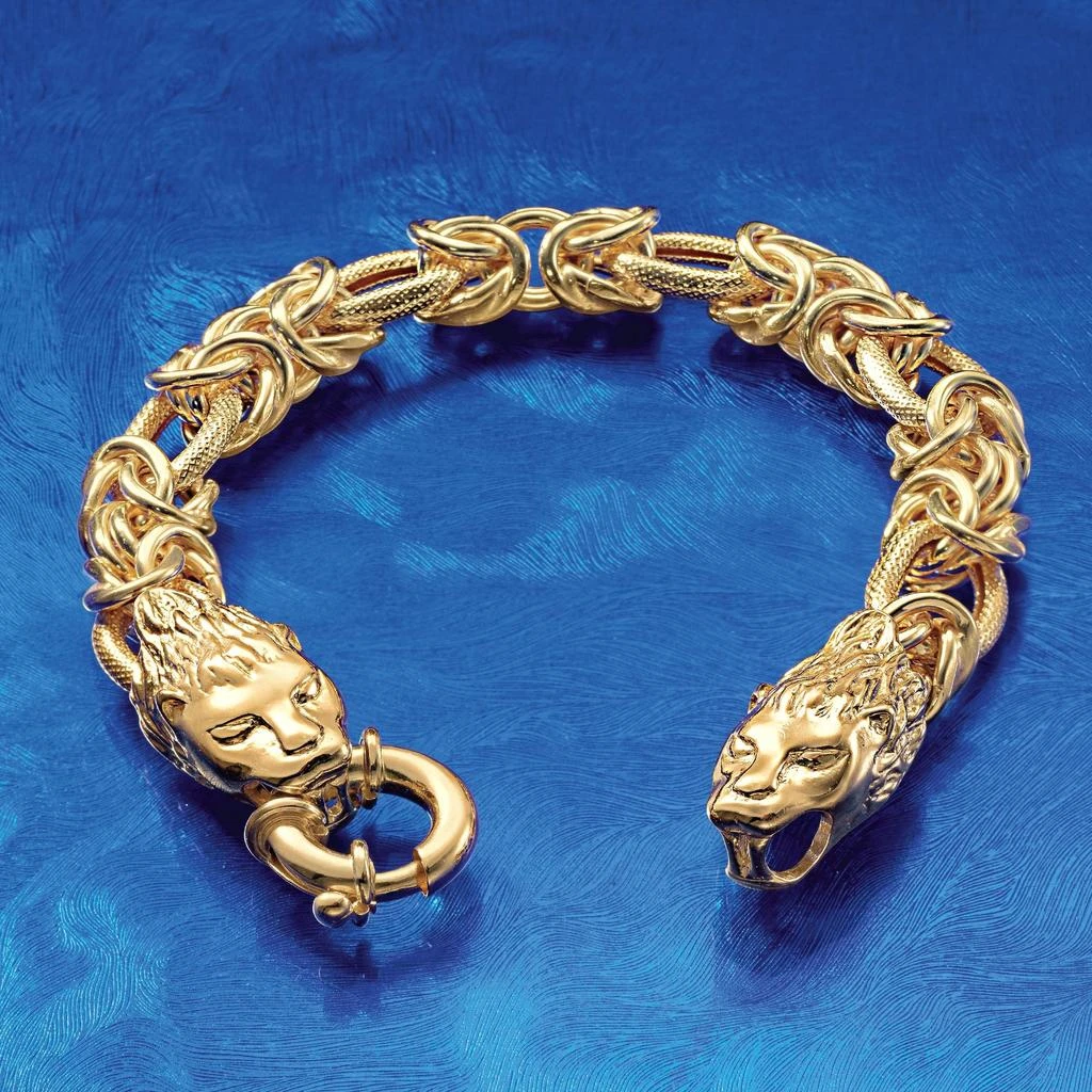商品Ross-Simons|Ross-Simons Italian 24kt Gold Over Sterling Double Lion Head Link Bracelet,价格¥1178,第2张图片详细描述