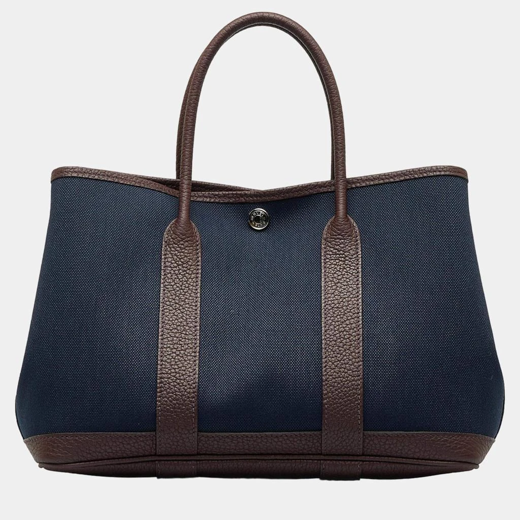 商品[二手商品] Hermes|Hermes Navy Blue/Brown Toile Garden Party TPM,价格¥28334,第1张图片