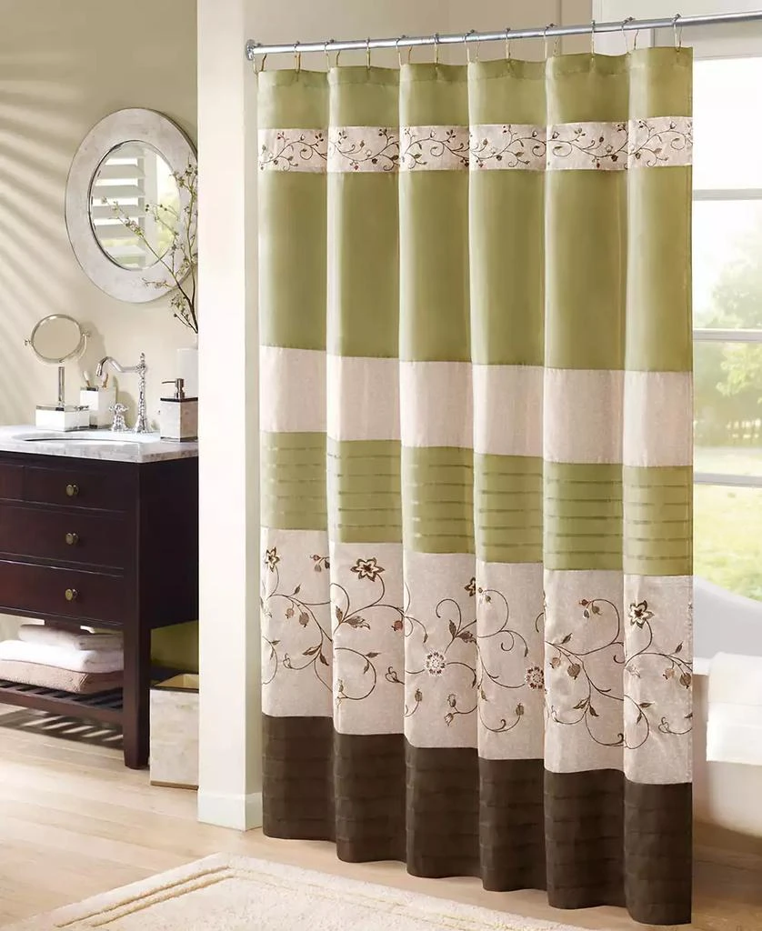 商品Madison Park|Serene Floral Embroidered Shower Curtain, 72" x  72",价格¥306,第1张图片
