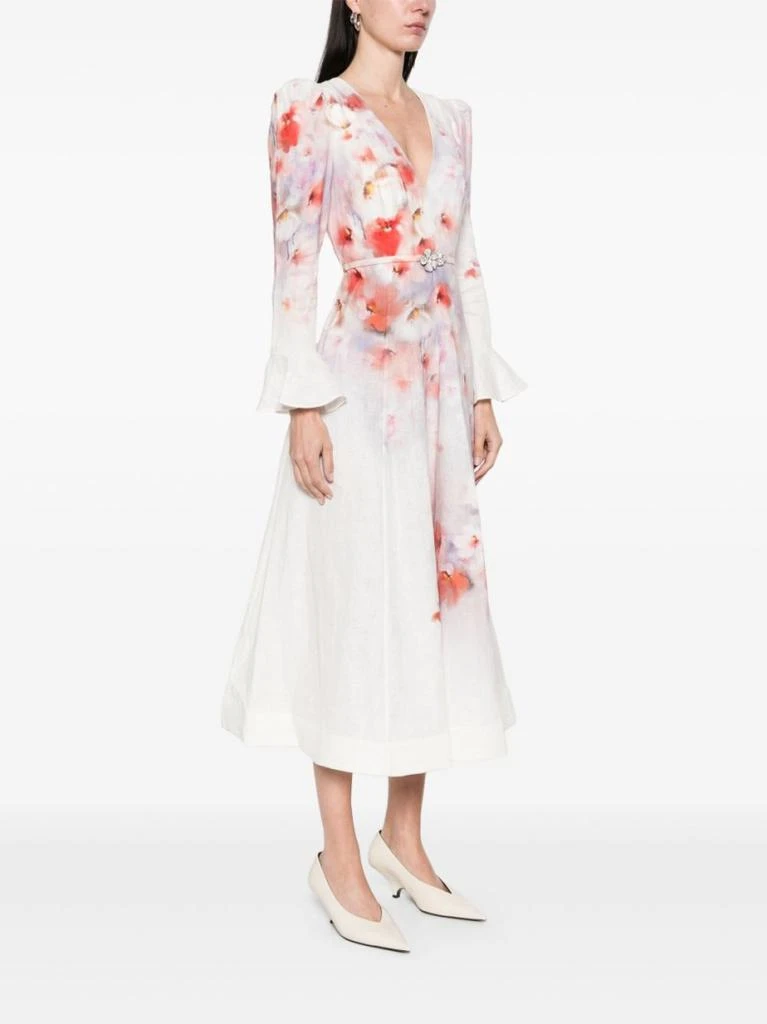 商品Zimmermann|Midi Dress With Deep V-Neckline And Flared Cuffs,价格¥7584,第3张图片详细描述